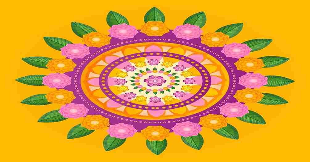 Rangoli with flowers